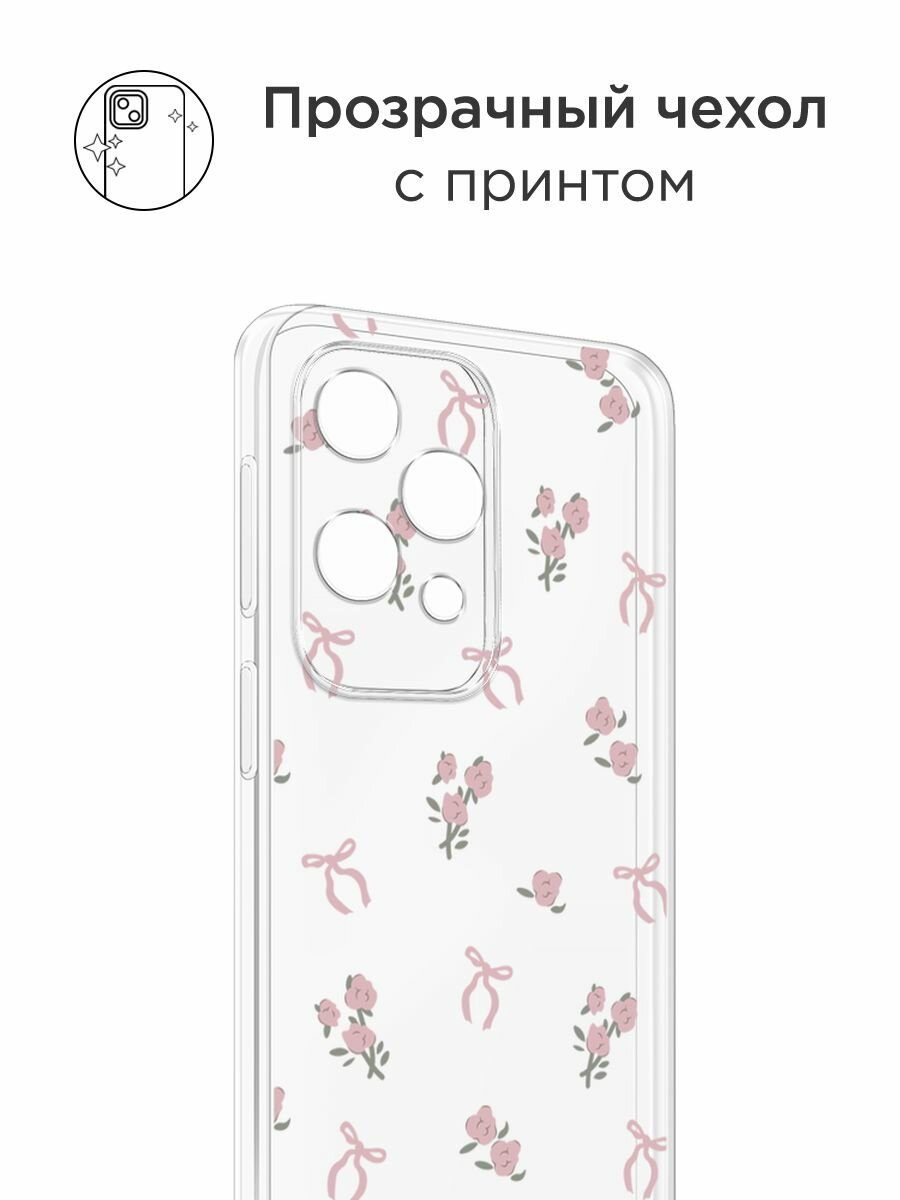 Чехол на Samsung Galaxy J4 Plus 2018 / Самсунг J4 Plus 2018 с принтом "Розы и ленточки", прозрачный — фото 1