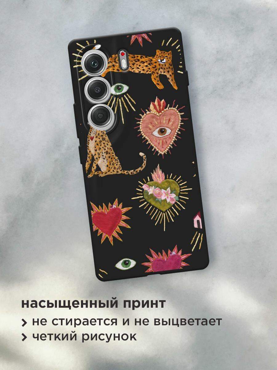 Черный матовый чехол на Tecno Camon 40 / Текно Камон 40 с принтом "Сюрреализм паттерн" — фото 1