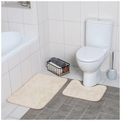 Набор ковриков для ванны и туалета 2 шт 40х50, 50х80 см "Грация" цвет бежевый 3904492