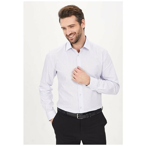 фото Рубашка мужская длинный рукав greg 123/231/688/zv/1, приталенный силуэт / slim fit, цвет белый, рост 164-172, размер ворота 43