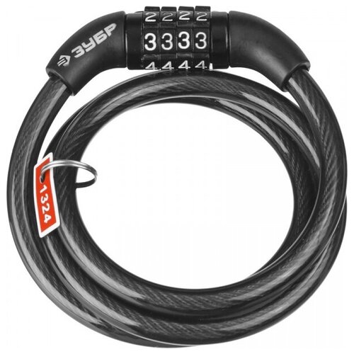 фото Замок зубр "стандарт", тросовый, кодовый, с неизменяемым кодом, длина троса - 950мм, d 8мм. 37267-95