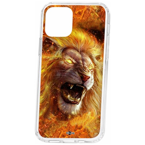 фото Чехол для apple iphone 12 pro / 12 kruche print лев / чехол для apple iphone / чехол с рисунком / чехол с принтом / чехол для айфон / бампер на айфон / чехол накладка для iphone / противоударная накладка для iphone / защита для iphone / защита на айфон / cиликоновый чехол для iphone / пластиковый чехол на iphone / защитный чехол для iphone кruче