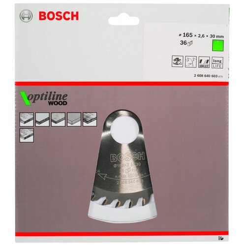 Bosch Циркулярный Диск 165x30 36 Optiline 2608640603 .