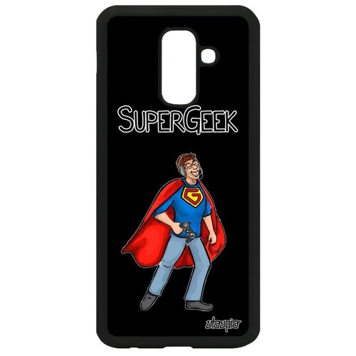 фото Противоударный чехол на смартфон // samsung galaxy a6 plus 2018 // "супергик" рисунок технарь, utaupia, черный