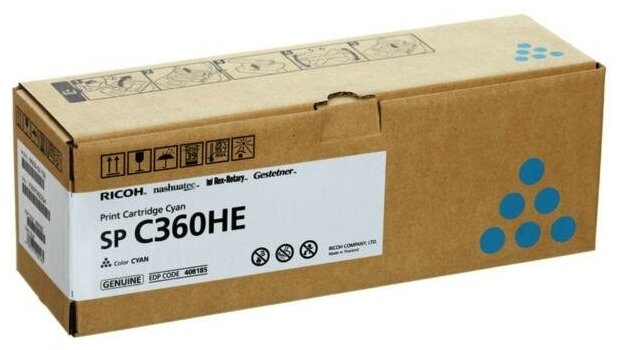 Картридж Ricoh SP C360HE для Ricoh SP 360SNw SP C360DN SP 360SFNw SP 361SFNw 6000 Голубой