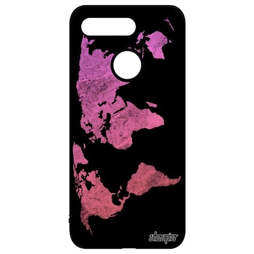 фото Защитный чехол для мобильного // honor v20 / view 20 // "карта мира" дизайн география, utaupia, черный