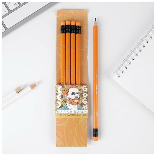 Купить Набор карандашей Van Gogh, твердость НВ, 4 шт, цвет корпуса желтый, NeMarket