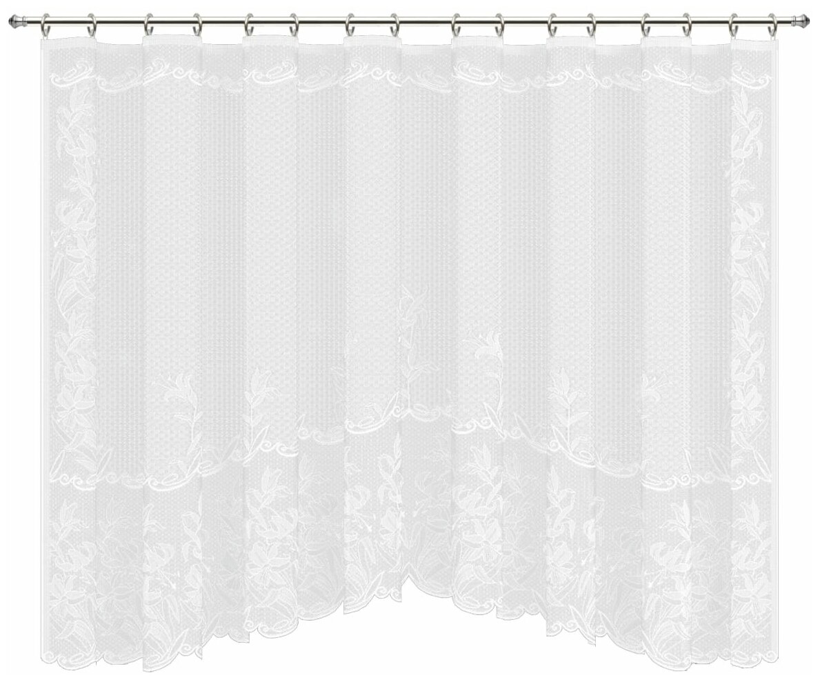 фото Занавеска на ленте «Ажур», 245х165 см, жаккард, цвет белый