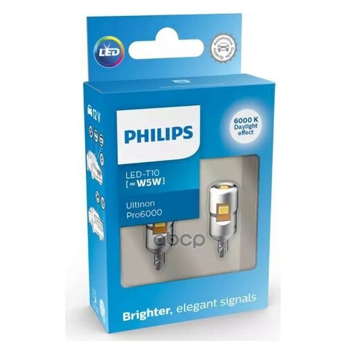 фото Лампа автомобильная w5w led (w2,1x9,5d) ultinon pro6000 led (упаковка 2шт (philips) philips арт. 11961cu60x2