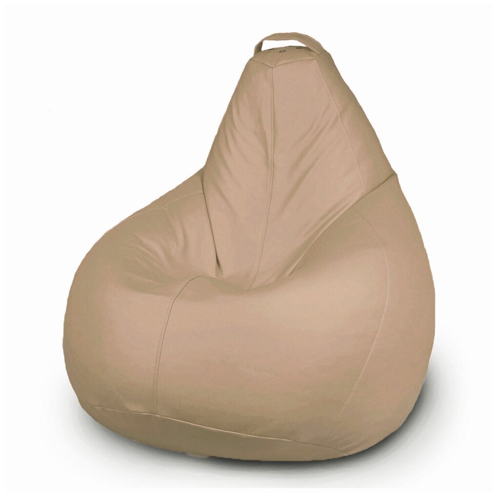 MyPuff кресло-мешок Груша, размер XL-Компакт, экокожа, бежевый - фотография № 1