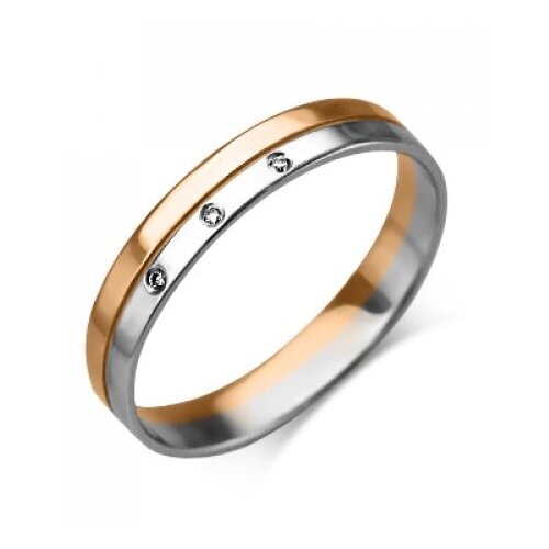 PLATINA jewelry Обручальное кольцо из комбинированного золота с бриллиантом 01-1166-00-101-1111-30, размер 18