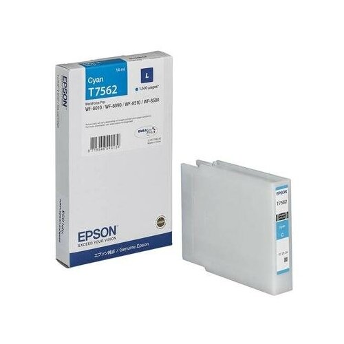 Картридж струйный Epson T7562 C13T756240 голубой оригинальный