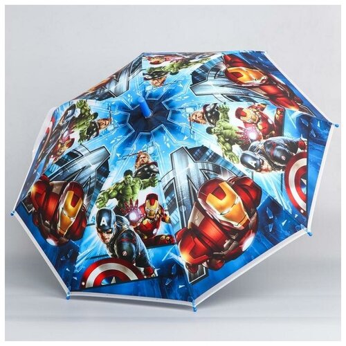 Зонт-трость Marvel, механика, купол 87 см., для мальчиков, синий