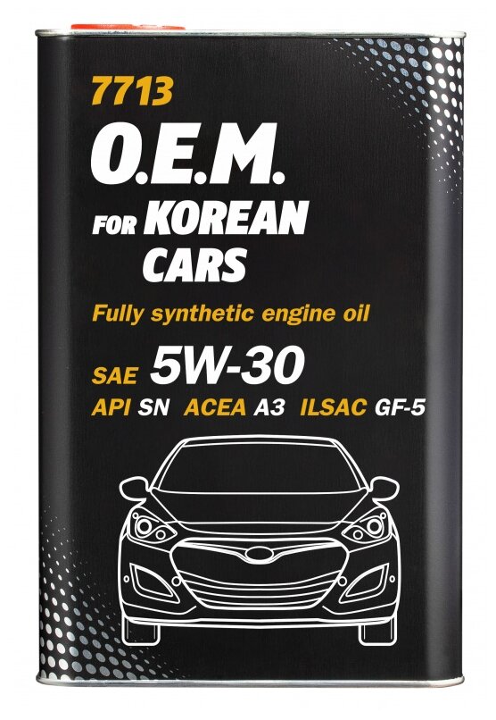 7713 MANNOL FOR KOREAN CARS 5W-30 4 л. (Metal) Синтетическое моторное масло 5W30