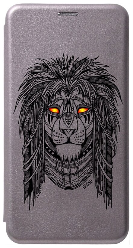 Чехол-книжка Book Art Jack для Samsung Galaxy M51 с принтом "Grand Leo" серый