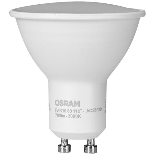 фото Лампа светодиодная osram gu10 220-240 в 7 вт спот матовая 700 лм, тёплый белый свет