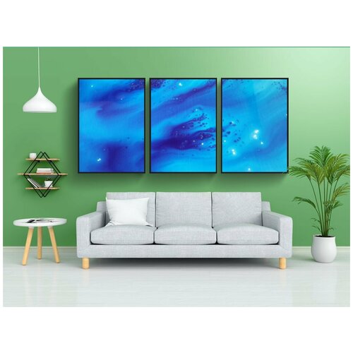 фото Набор модулных постеров для интерьера "рисование, синий, градиент" 60x90 см. в тубусе, без рамки lotsprints