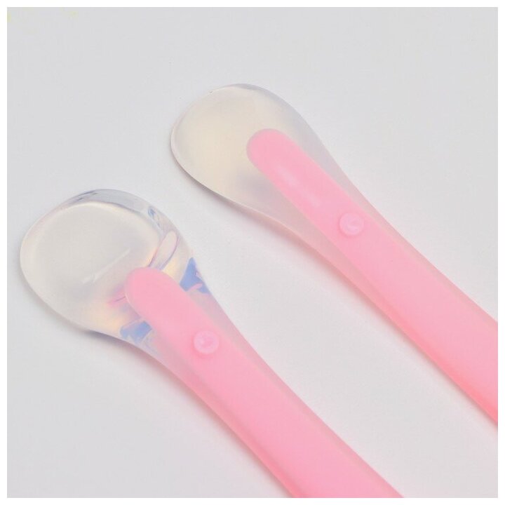 Mum&Baby Набор силиконовых ложек для кормления, 2 шт, цвет розовый