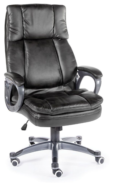 Компьютерное кресло для руководителя Norden Мэдисон / (black) серый пластик / черная экокожа