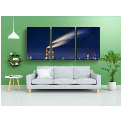 фото Набор модулных постеров для интерьера "ночная точка зрения, нефтяных завода, курить" 60x90 см. в тубусе, без рамки lotsprints