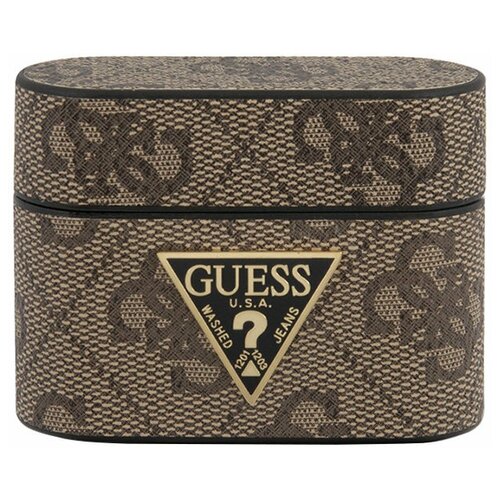 фото Guess чехол guess 4g pu leather case with metal logo для airpods pro, коричневый