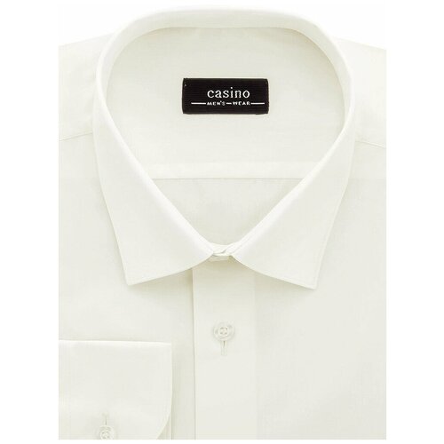 фото Рубашка мужская длинный рукав casino c500/157/005/z, полуприталенный силуэт / regular fit, цвет бежевый, рост 174-184, размер ворота 39