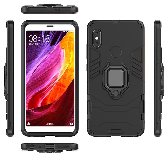 Противоударный чехол с кольцом Panther Case для Xiaomi Redmi Note 5 / Redmi Note 5 Pro черный