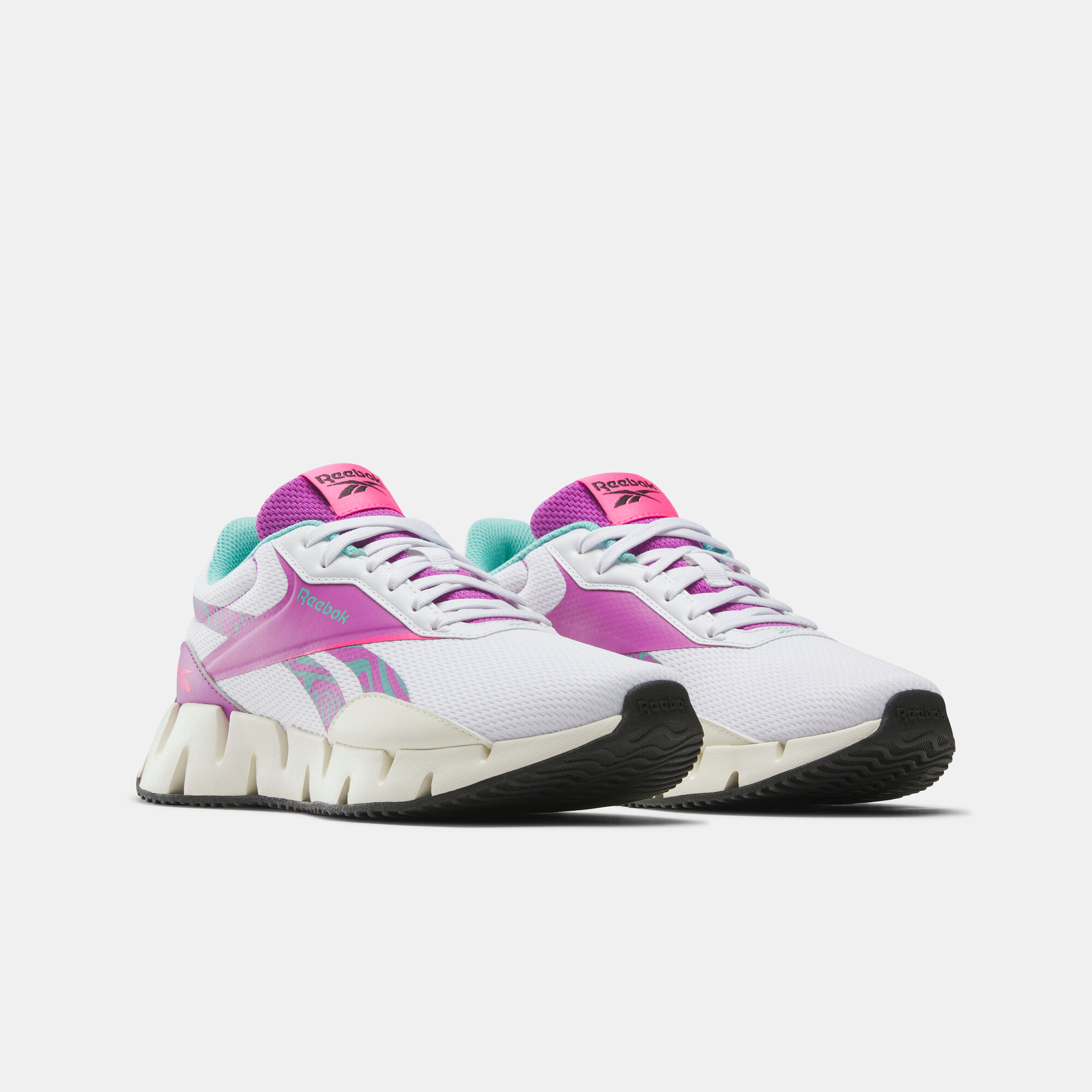 Кроссовки Reebok Zig Dynamica STR, размер 7 US, белый/бежевый/фиолетовый — фото 1
