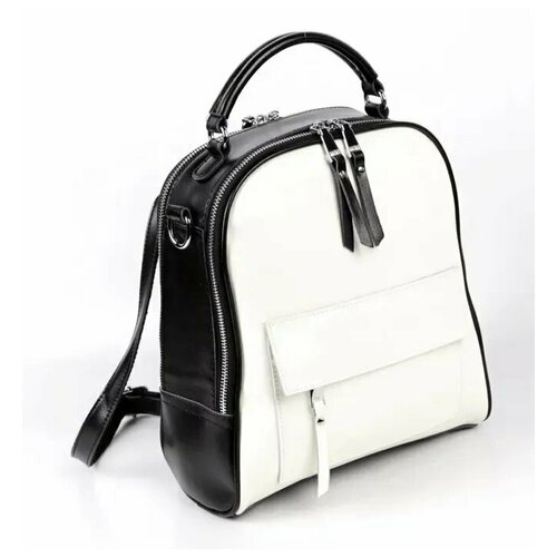 фото Женский кожаный рюкзак d-1922 блек/вайт (107542) fuzi house