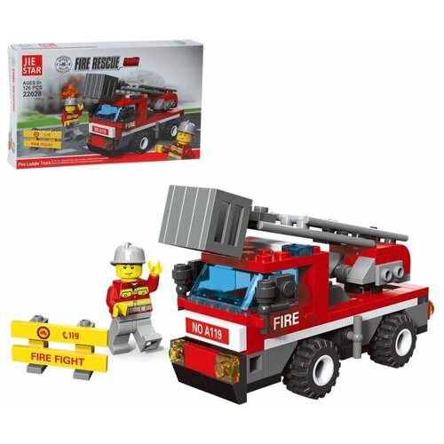 Конструктор «Пожарная машина с лестницей», 126 деталей конструктор 12024 qman пожарная машина с подъемной платформой 686 деталей
