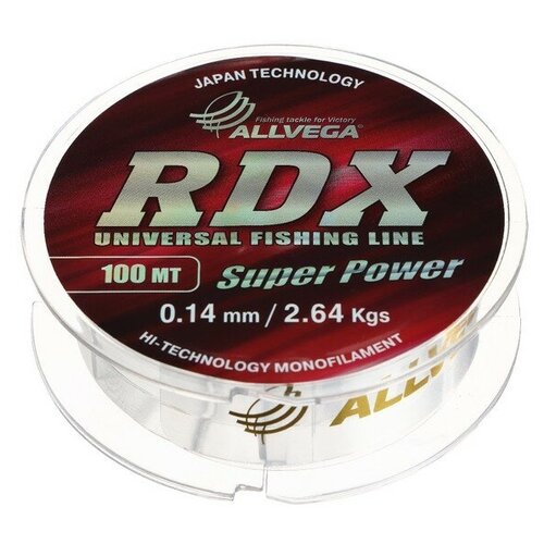 Леска Allvega RDX universal диаметр 0.14 мм, тест 2.64 кг, 100 м, прозрачная