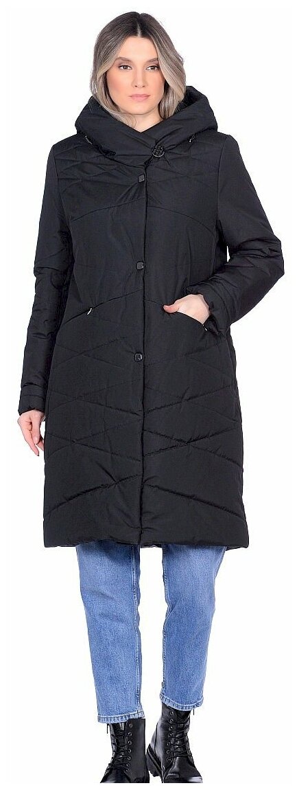 куртка  Maritta зимняя, силуэт прямой, подкладка, утепленная, размер 46(56RU), черный