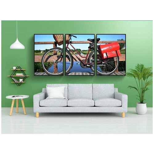 фото Набор модулных постеров для интерьера "велосипед, женский велосипед, кататься на велосипеде" 60x90 см. в тубусе, без рамки lotsprints