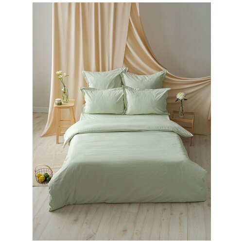 Постельное белье евростандарт MOYЁ HOME Green страйп-сатин, 100% хлопок