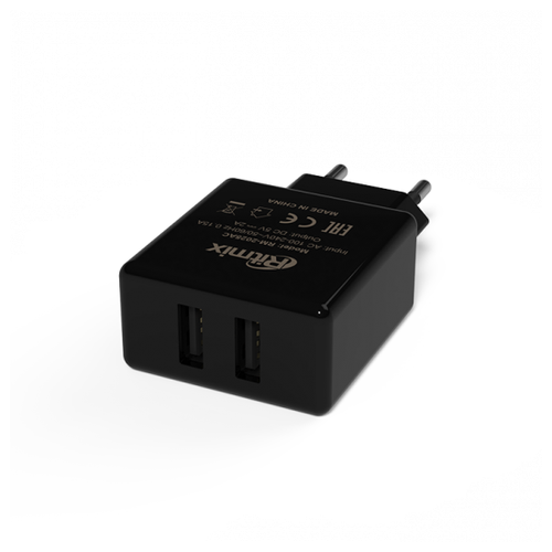 Зарядное устройство Ritmix RM-2025AC black сетевое, 2xUSB, 2A