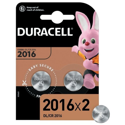 duracell cr2016 Батарейка литиевая Duracell, CR2016-2BL, 3В, блистер, 2 шт.