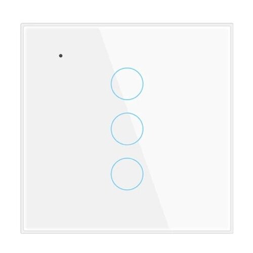 Умный выключатель Wi-Fi, BLE, N+L, Tuya, Smart Life, Алиса, поддержка голосового управления, тройной, белый