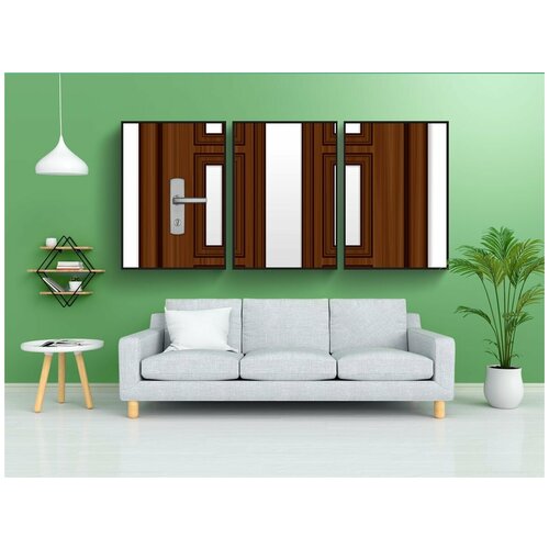 фото Набор модулных постеров для интерьера "дверь, древесина, замок" 60x90 см. в тубусе, без рамки lotsprints