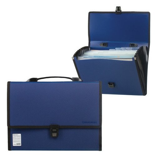 Папка-портфель пластиковая B-B А4 (332×245×35 мм), 13 отделений, синяя, 221379