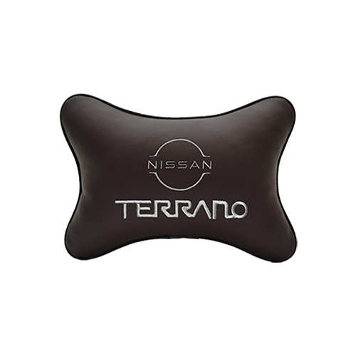 фото Подушка на подголовник экокожа coffee с логотипом автомобиля nissan terrano (new) vital technologies