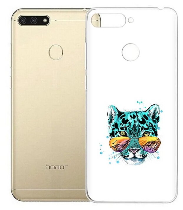 Чехол задняя-панель-накладка-бампер MyPads голубой лео для Huawei Honor 7C/Huawei Honor Play 7A High противоударный