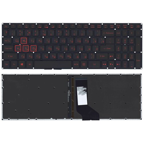 клавиатура keyboard для ноутбука acer nitro 5 an515 an515 51 an515 52 an515 53 черная с красной подсветкой Клавиатура для ноутбука Acer Nitro 5 AN515-51 черная с красной подсветкой арт 063961