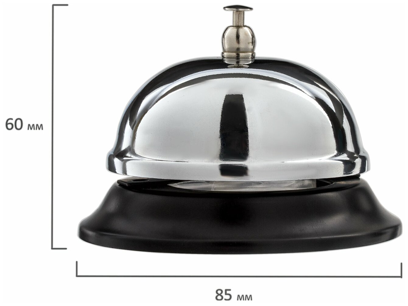 Звонок настольный для ресепшн, хромированный, диаметр 8,5 см, BRAUBERG, 454410 - фотография № 4