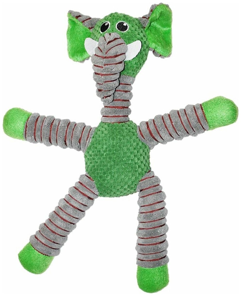N1 игрушка для собак "Слон", с пищалкой, 40 см, зеленый