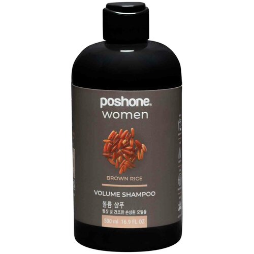 Шампунь для сухих и поврежденных волос POSH ONE BROWN RICE для придания объема, 500 мл