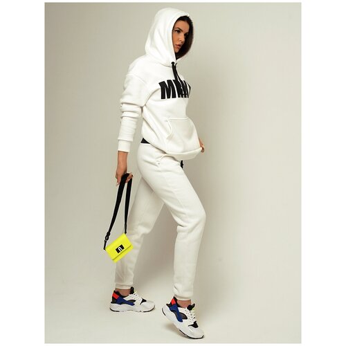 фото Спортивный женский теплый костюм sportswear brand marikina, mrkn, цвет milky, худи+джогерры, m размер