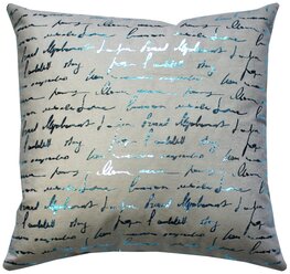 Подушка декоративная матех LUXURY ARIA писание. 40*40*10. Цвет светло-серый, ярко-голубой.