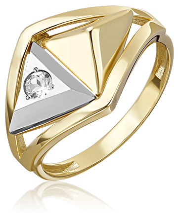 Кольцо PLATINA, комбинированное золото, 585 проба, родирование, топаз, размер 16, золотой, серебряный