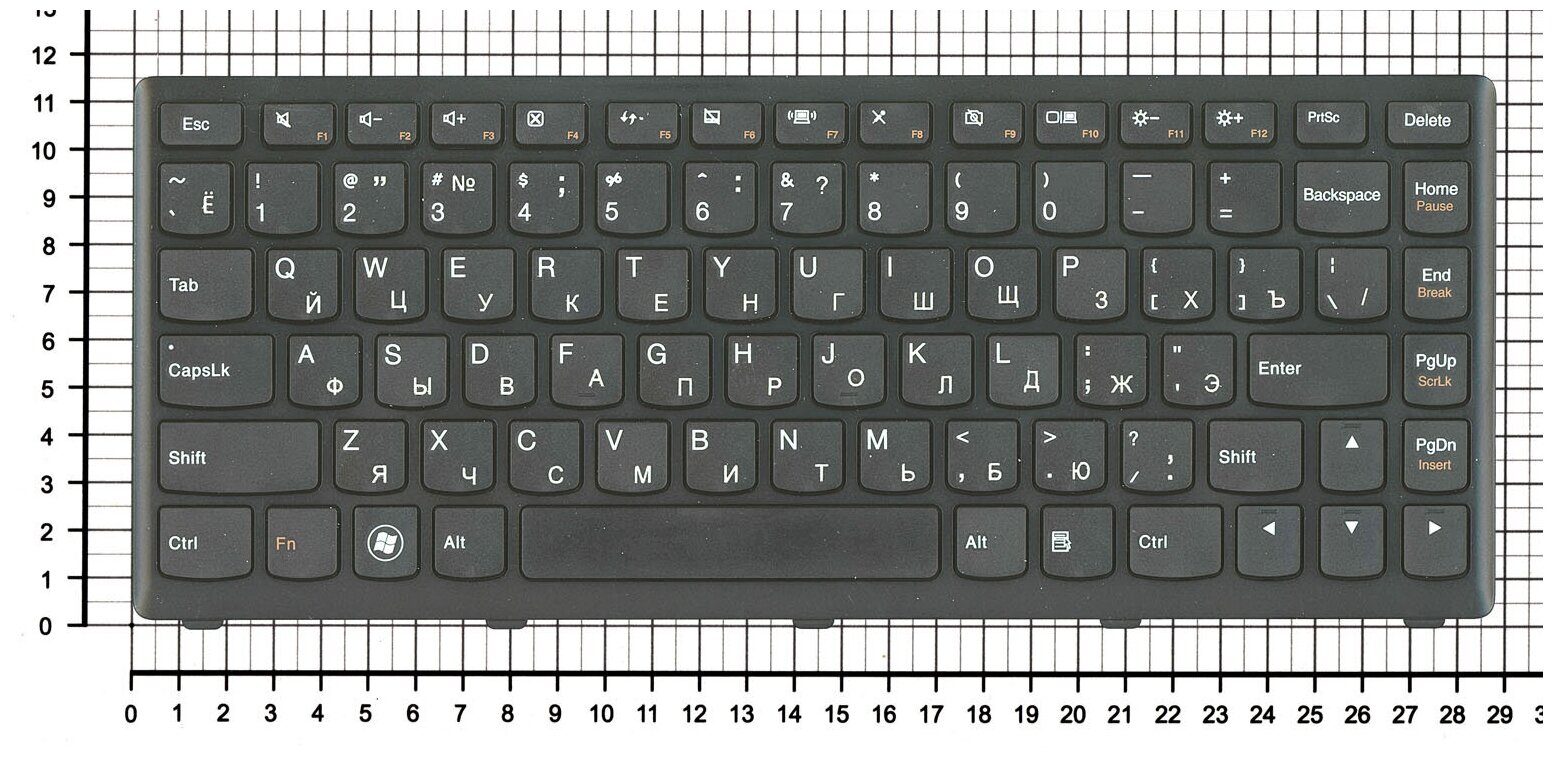Клавиатура для ноутбука Lenovo V-127920KS1 черная с черной рамкой