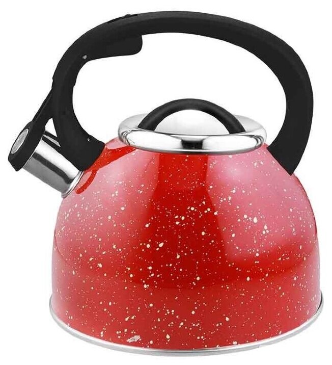 Mallony Чайник со свистком Arte, 2.5 л, красный с белыми точками - фотография № 1